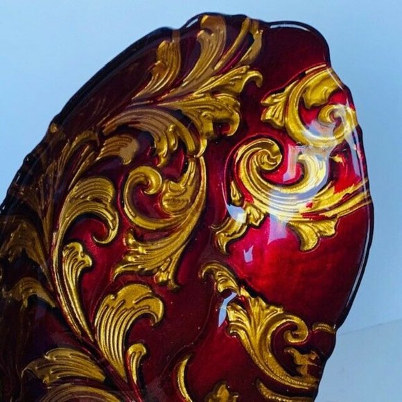 Goofus glass candy dish nut bowl serving plate red - Picture 6 of 6